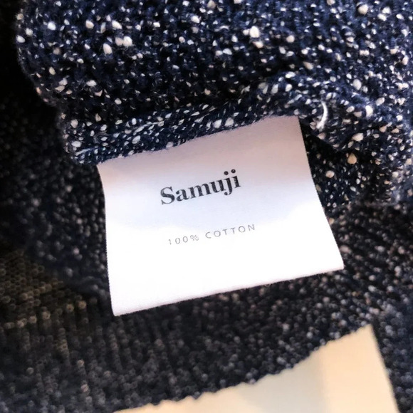 Samuji 100% Cotton Navy Classic Tight Knit Crew Neck Sheer Long Sleeve Sweater S - Picture 7 of 9